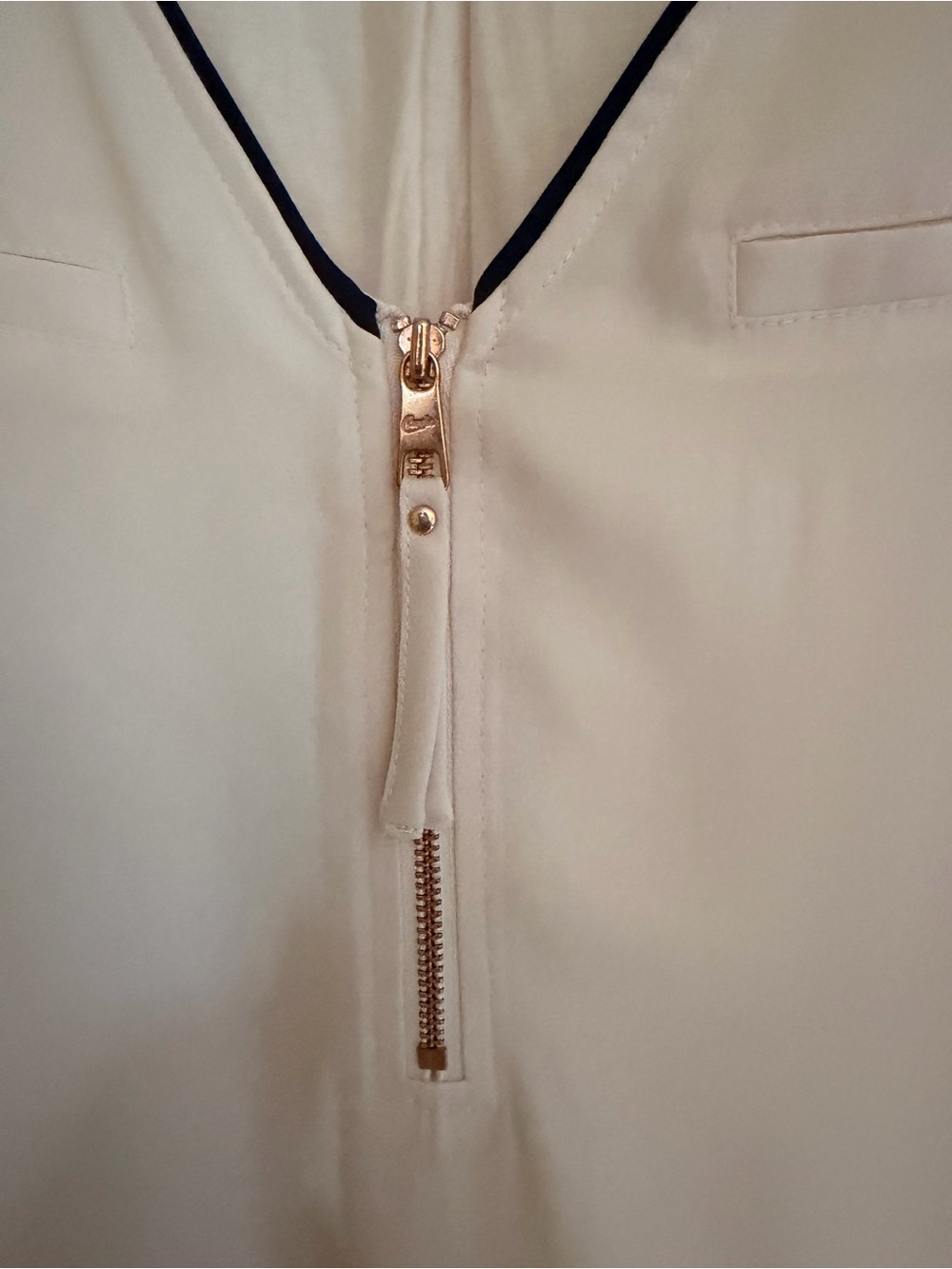Candie's Pink V-Neck Blouse with Black Piping - Picture 3 of 4